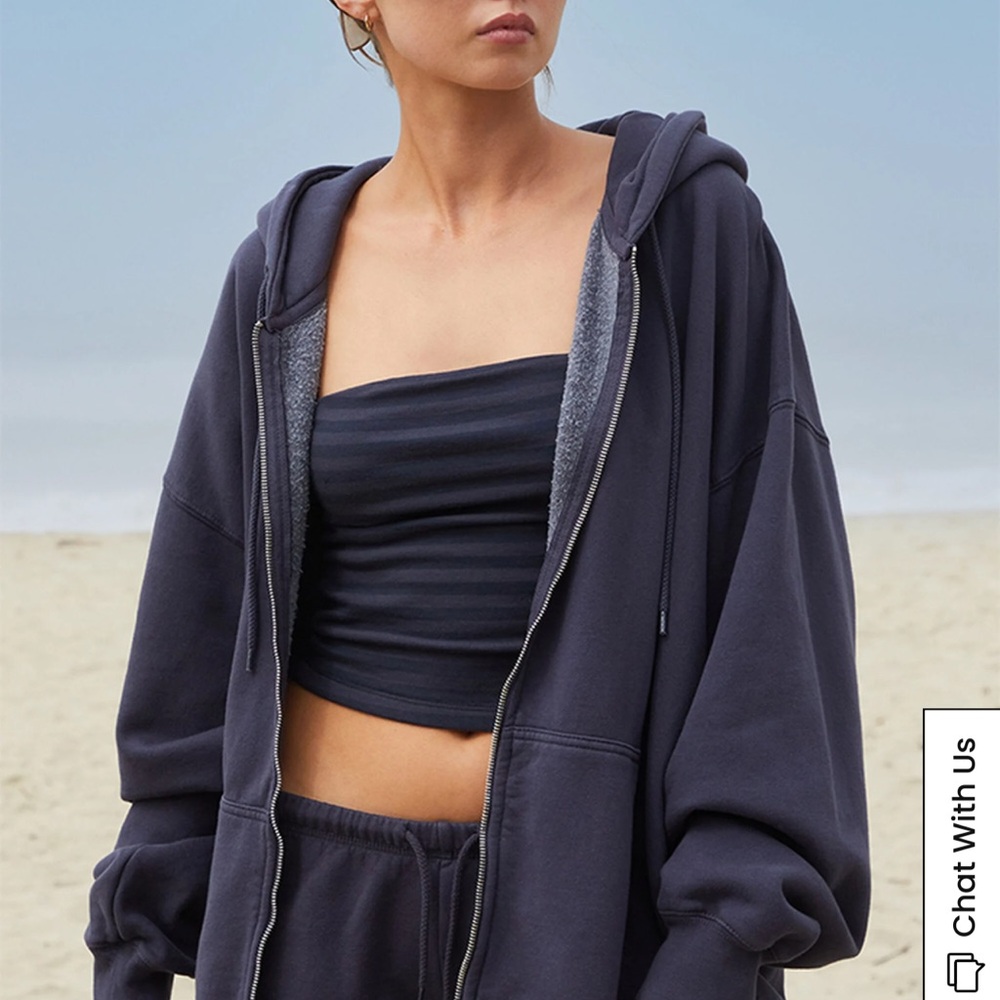 Brandy Melville Gray Sleeveless Fitted Crop Hoodie